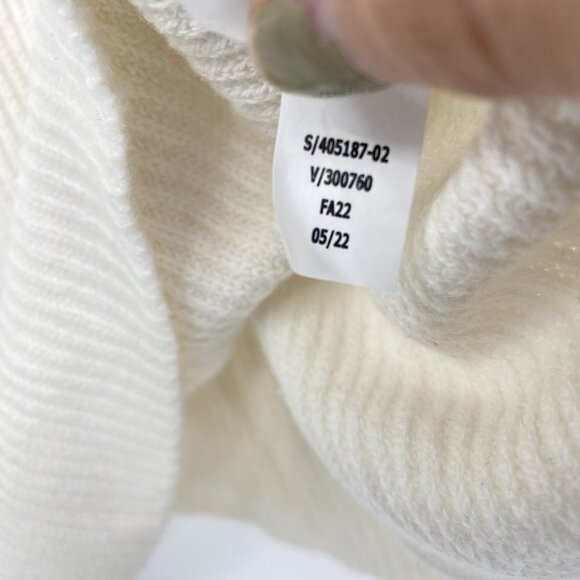 Banana Republic Size L Cream V Neck Back Sweater Long Sleeve Ribbed Knit Top - Picture 6 of 9